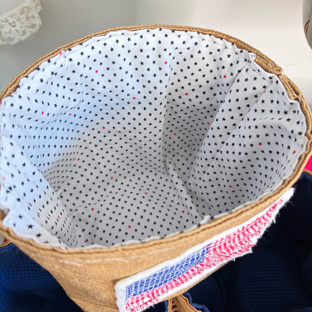 BASKET 3 Americana Boxed Bottom Bucket Organizer, Fabric Storage Basket