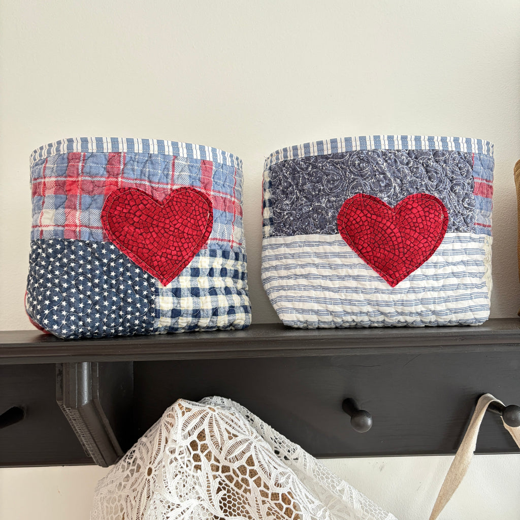 BASKET 6 Americana Boxed Bottom Bucket Organizer, Fabric Storage Basket