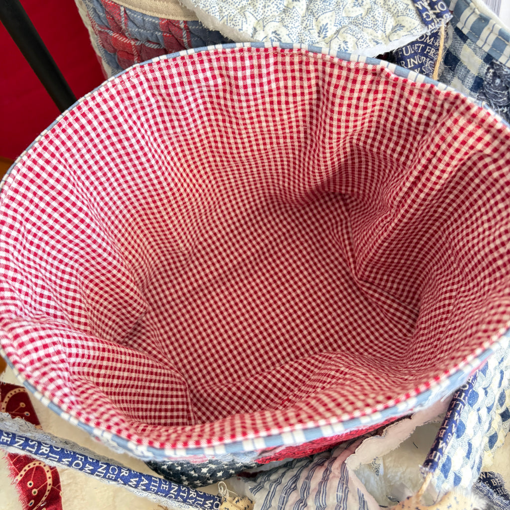 BASKET 6 Americana Boxed Bottom Bucket Organizer, Fabric Storage Basket