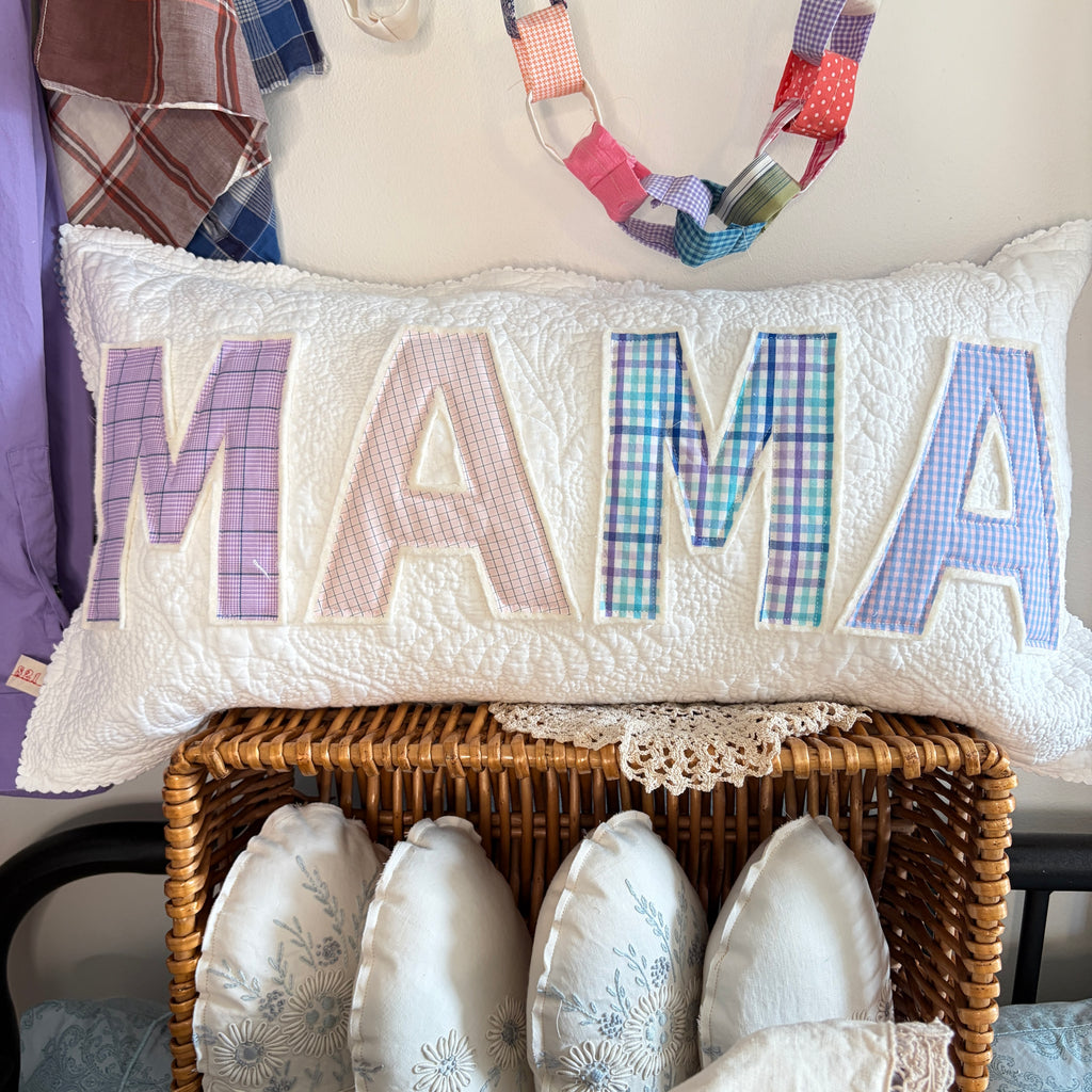 PILLOW Mama Appliquéd Word 24" Lumbar Pillow