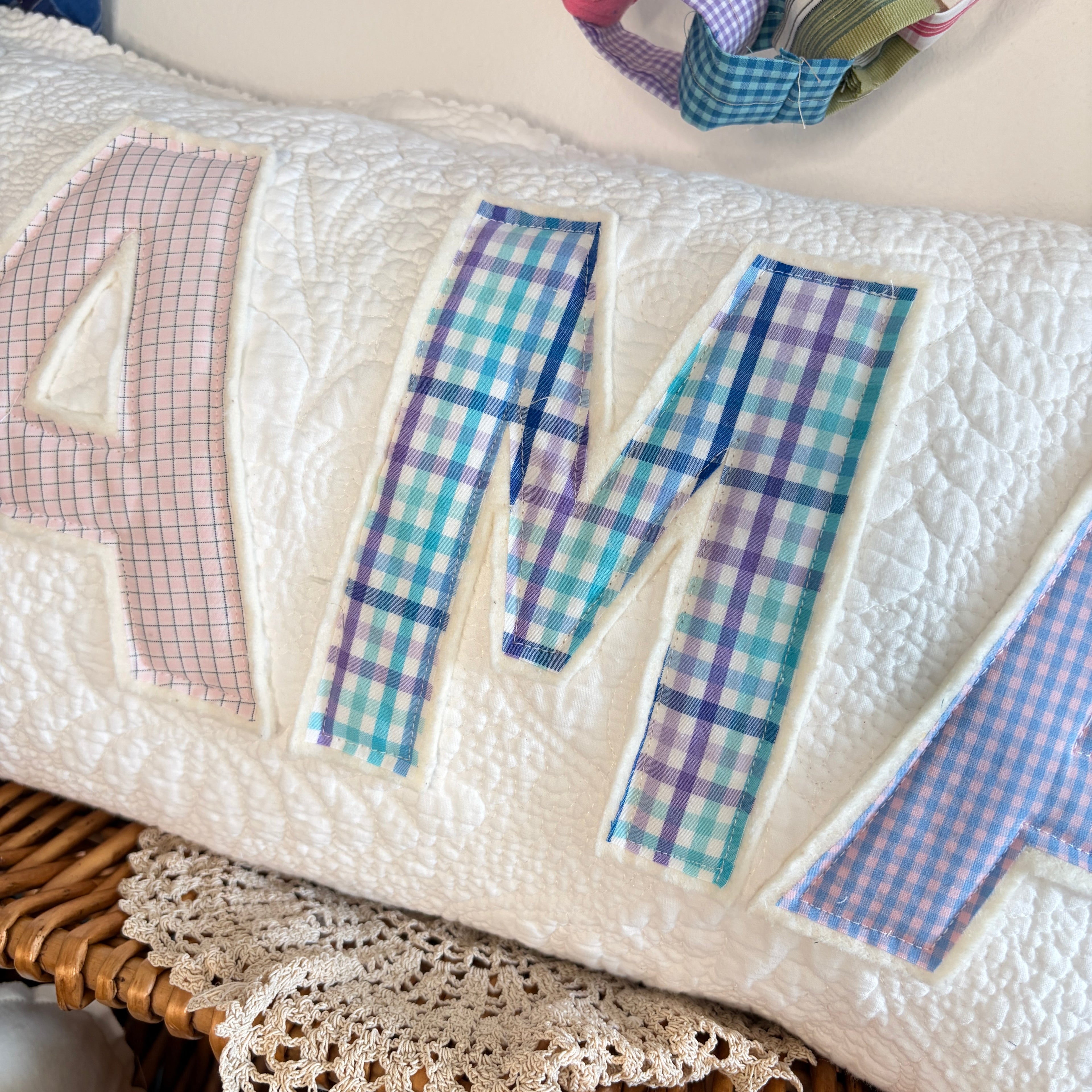 PILLOW Mama Appliquéd Word 24" Lumbar Pillow
