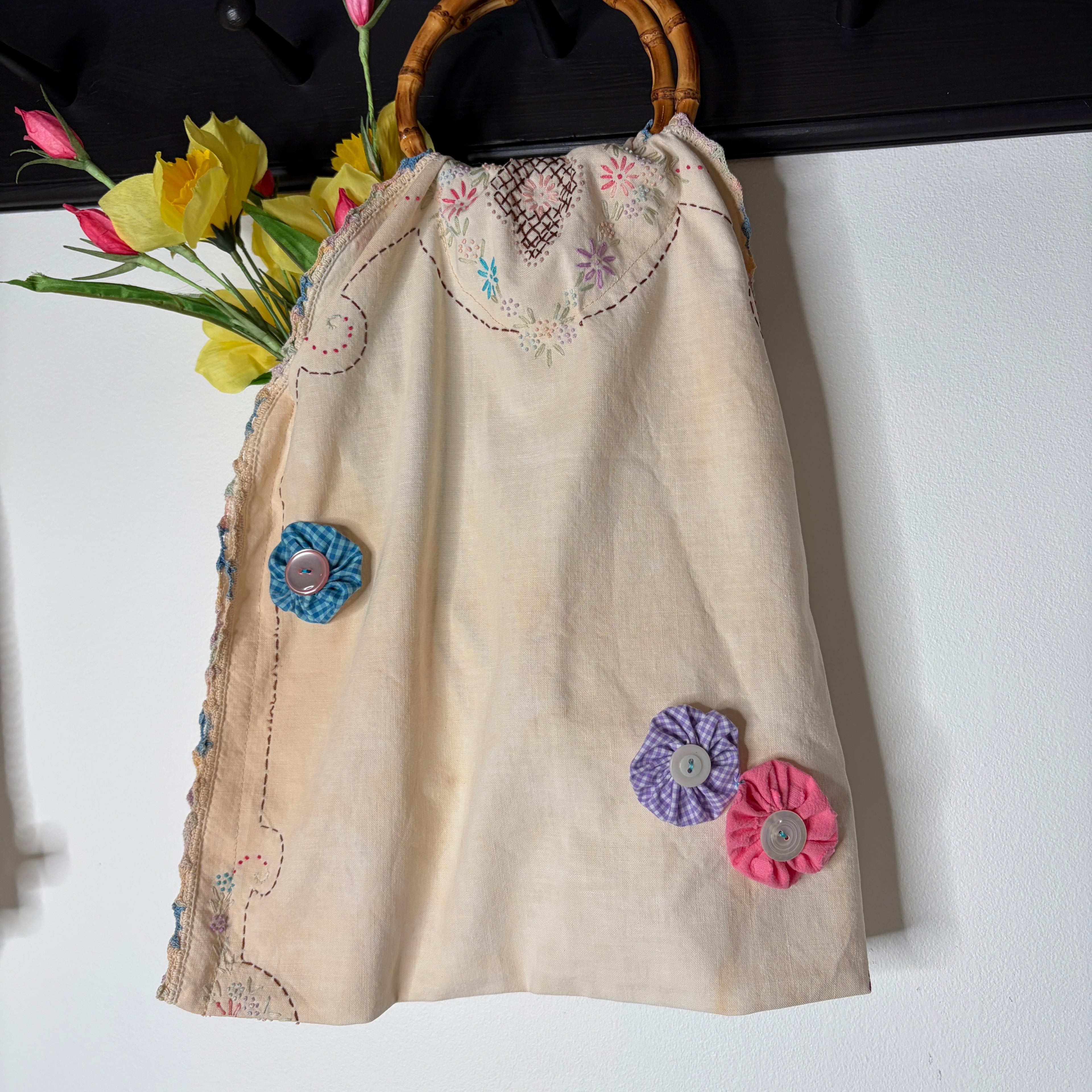 BAG Market Bag Vintage Beige Linen with Handles
