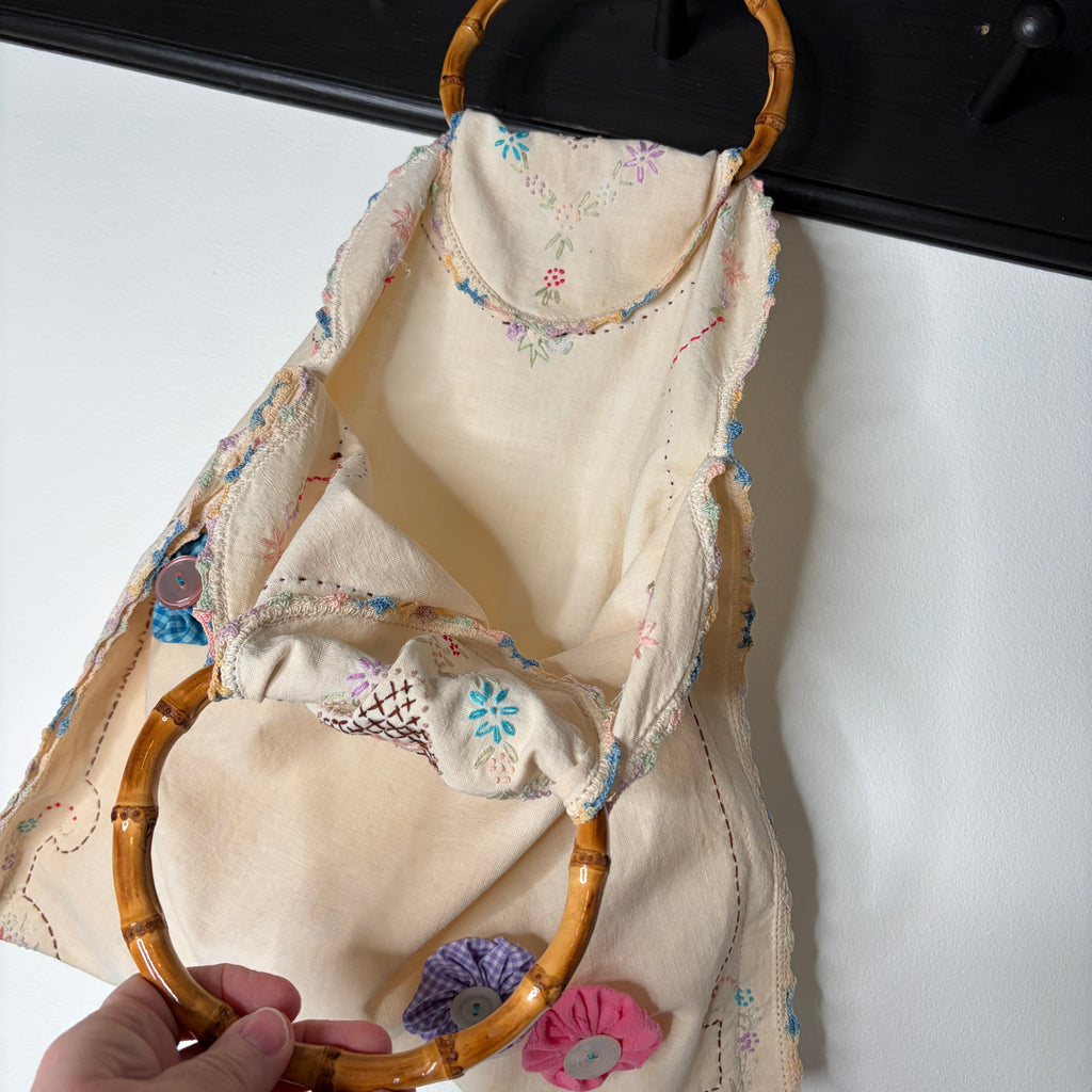 BAG Market Bag Vintage Beige Linen with Handles