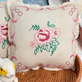 PILLOW Rose Floral Vintage Embroidered Linens Tuck Pillow