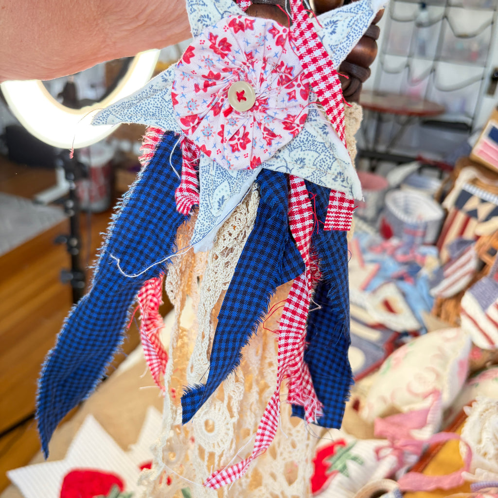 BAG Market Bag Vintage Lace Crocheted Doily Linen with Boho Handles