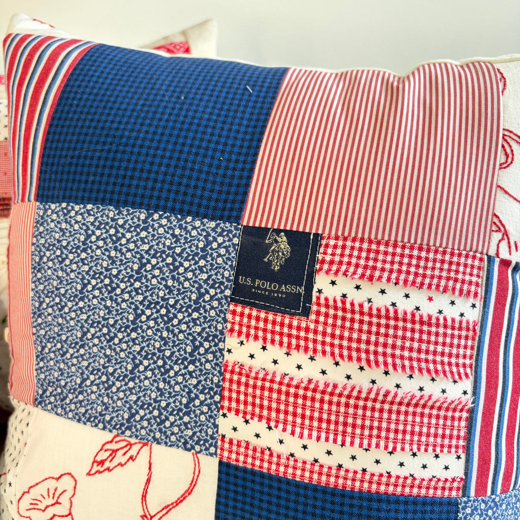 PILLOW American Textile Block and Embroidery Patchwork