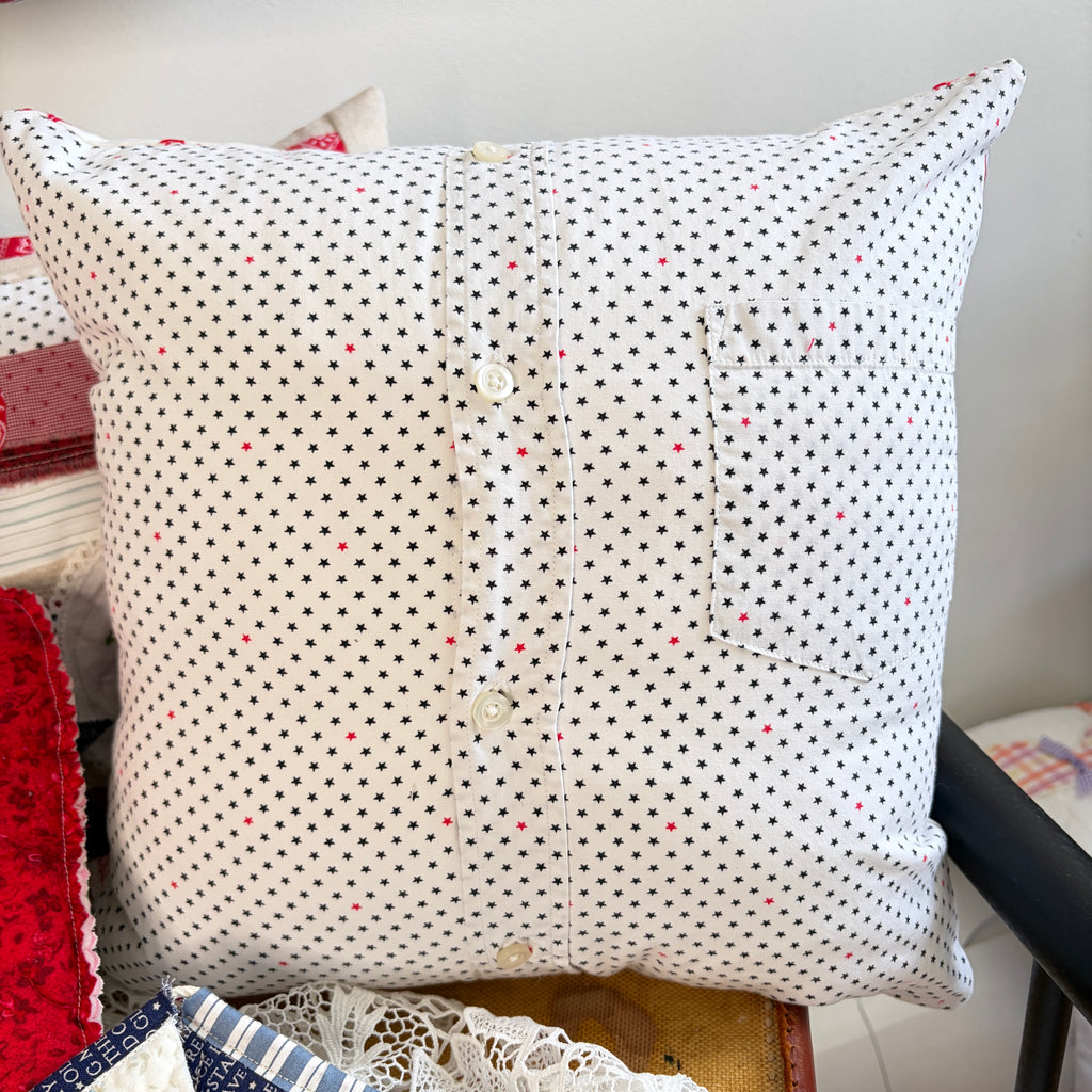 PILLOW American Textile Block and Embroidery Patchwork