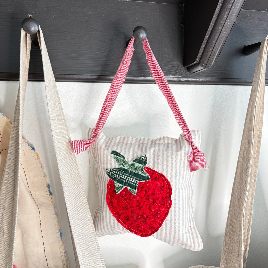 KNOB Stuffed Strawberry Puffs for Peg Rack, Knob Hanger, Small Home Door Decor