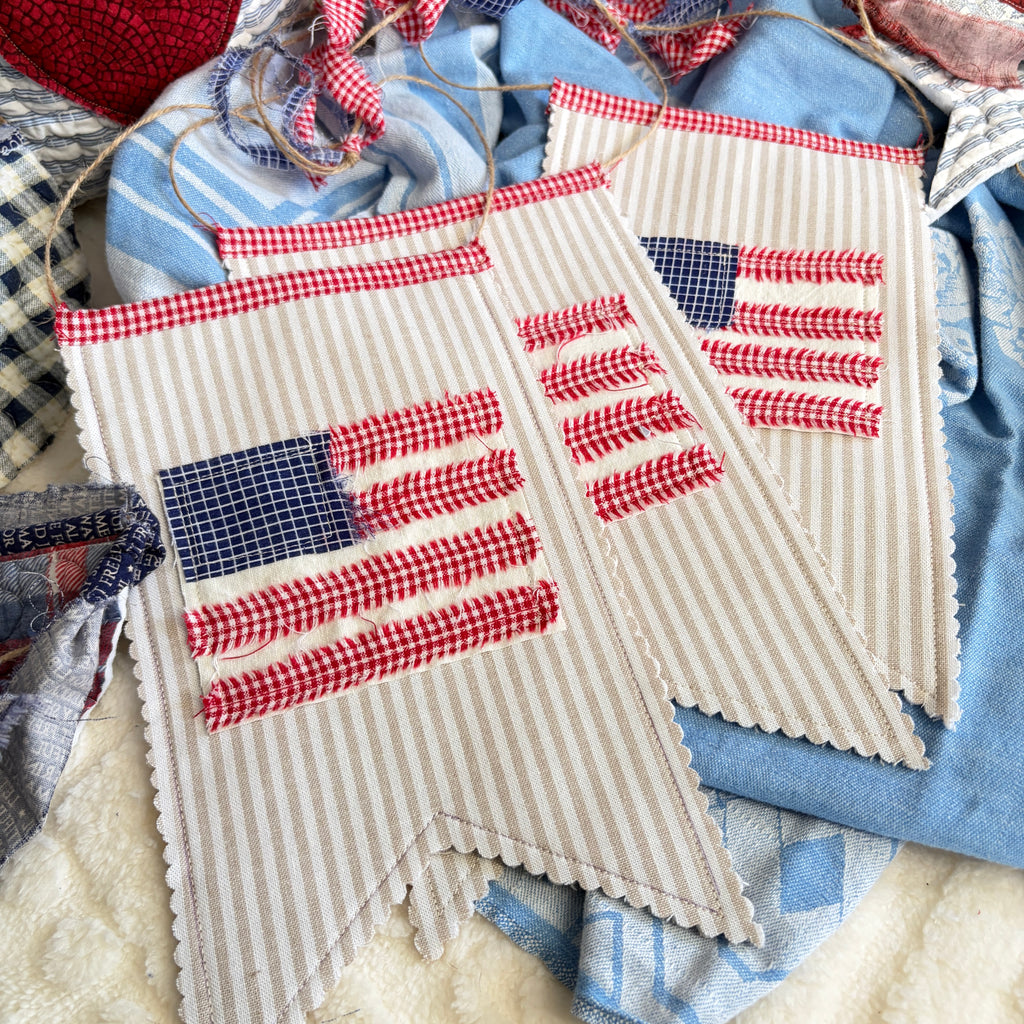 KNOB Quilted Flag Banner for Peg Rack, Knob Hanger, Small Home Door Decor