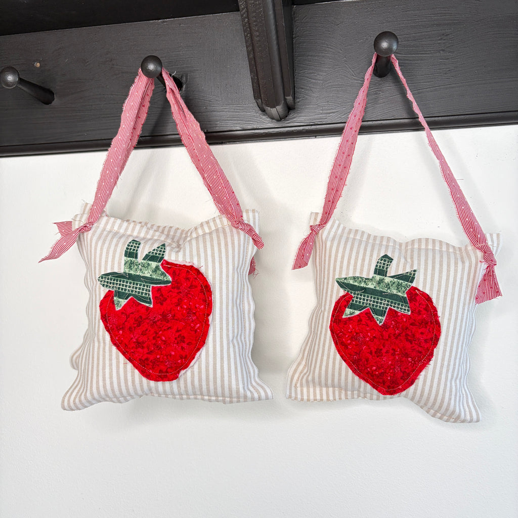 KNOB Stuffed Strawberry Puffs for Peg Rack, Knob Hanger, Small Home Door Decor