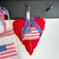 KNOB Quilted Heart Peg Rack, Knob Hanger, Small Home Door Decor
