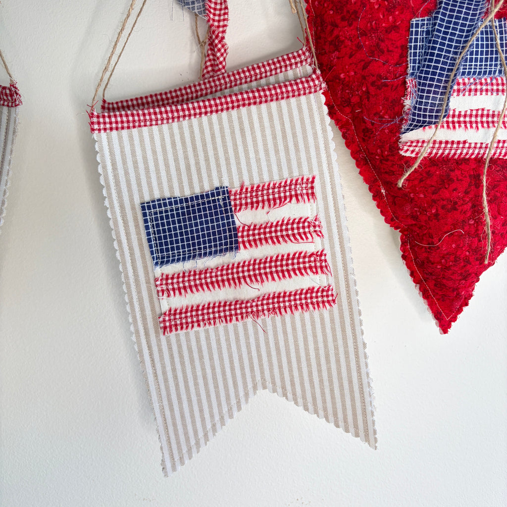 KNOB Quilted Flag Banner for Peg Rack, Knob Hanger, Small Home Door Decor
