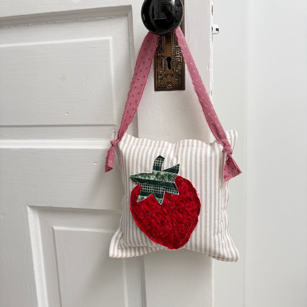 KNOB Stuffed Strawberry Puffs for Peg Rack, Knob Hanger, Small Home Door Decor