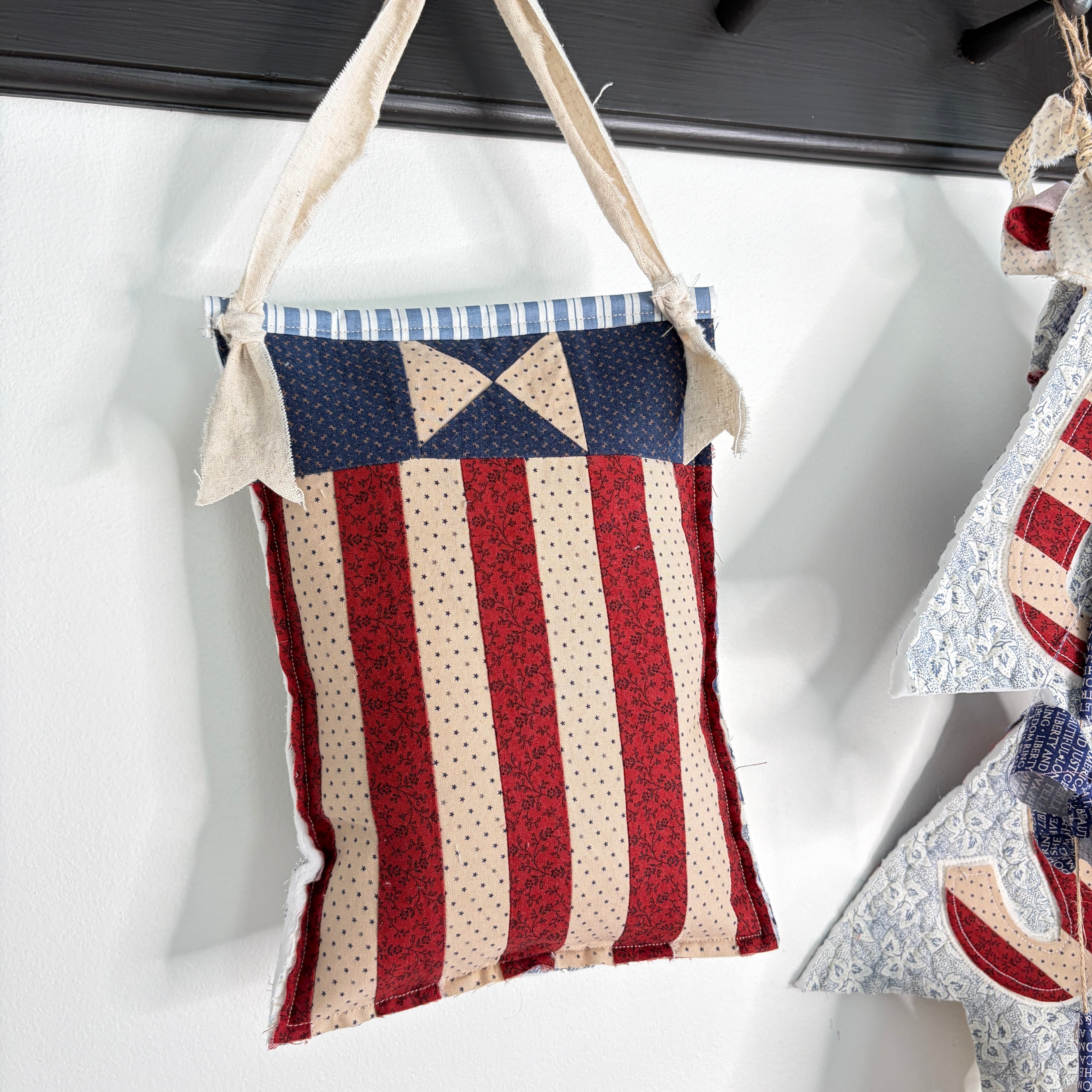 KNOB Quilted Vintage Americana Pieced, Knob Hanger, Door Decor