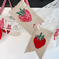 BUNTING Quilted Strawberry Banner Pennants, Vintage Red Style Garland