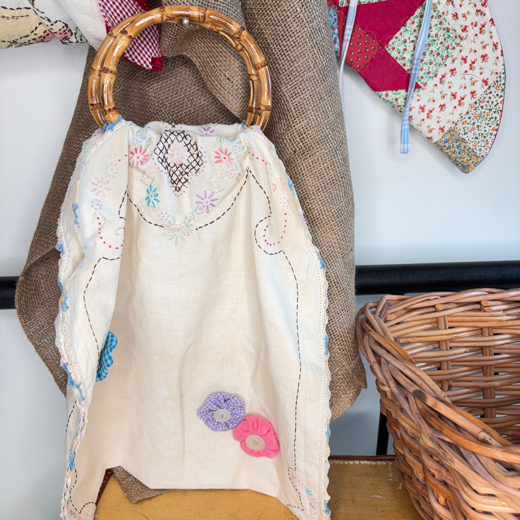BAG Market Bag Vintage Beige Linen with Handles