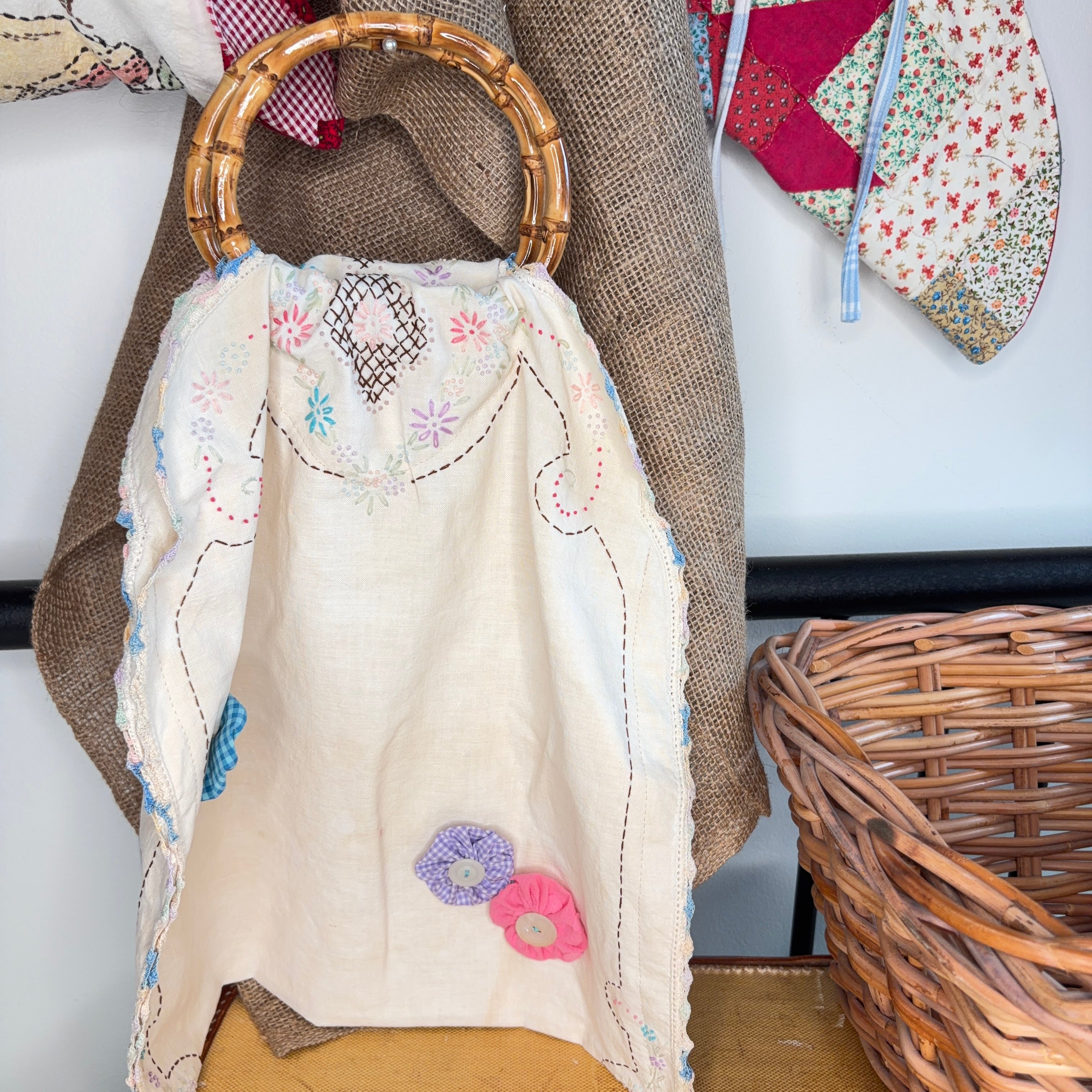 BAG Market Bag Vintage Beige Linen with Handles