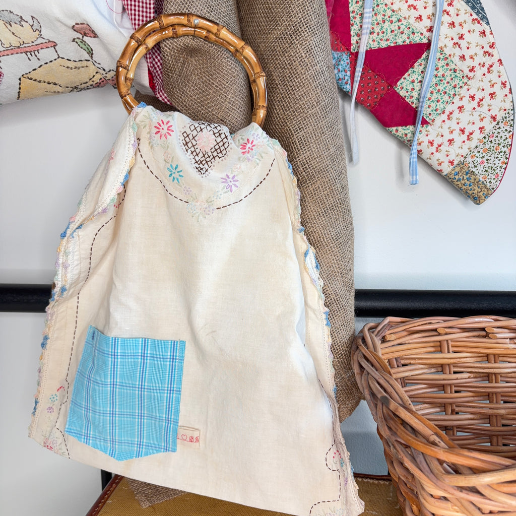 BAG Market Bag Vintage Beige Linen with Handles