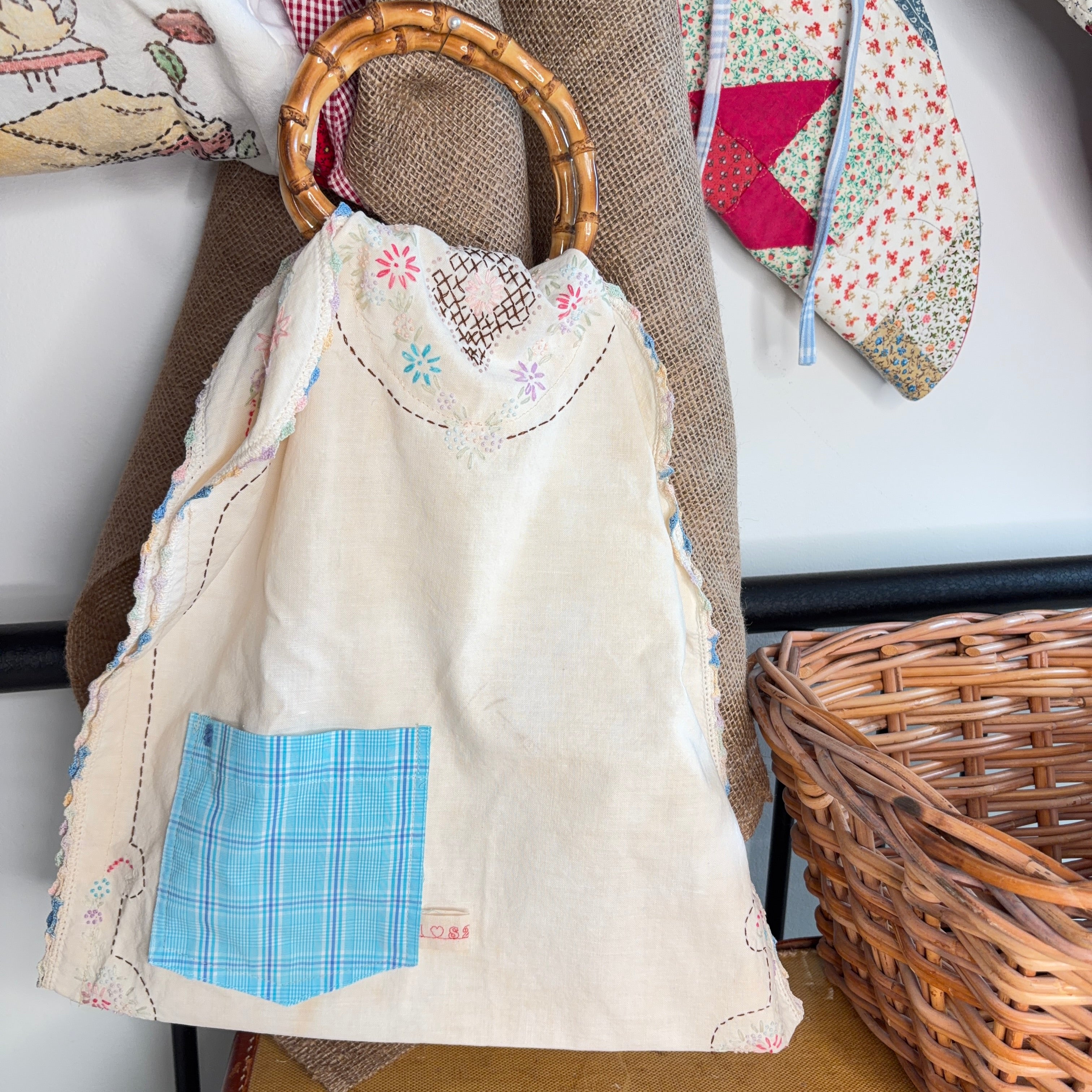 BAG Market Bag Vintage Beige Linen with Handles