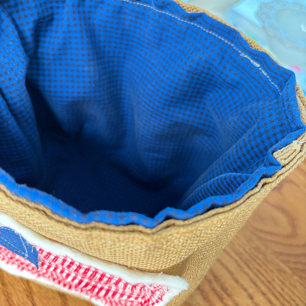 BASKET 2 Americana Boxed Bottom Bucket Organizer, Fabric Storage Basket