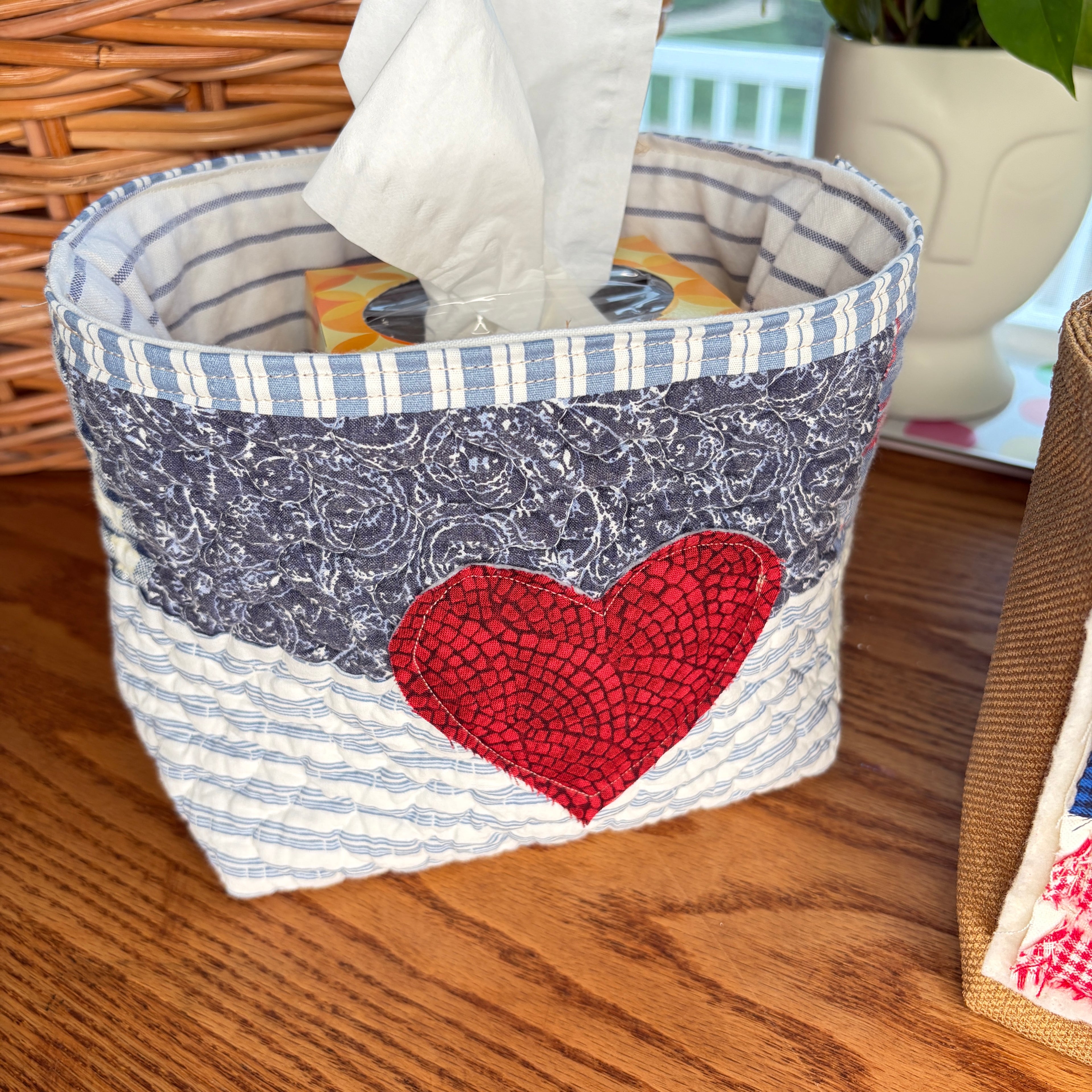 BASKET 5 Americana Boxed Bottom Bucket Organizer, Fabric Storage Basket