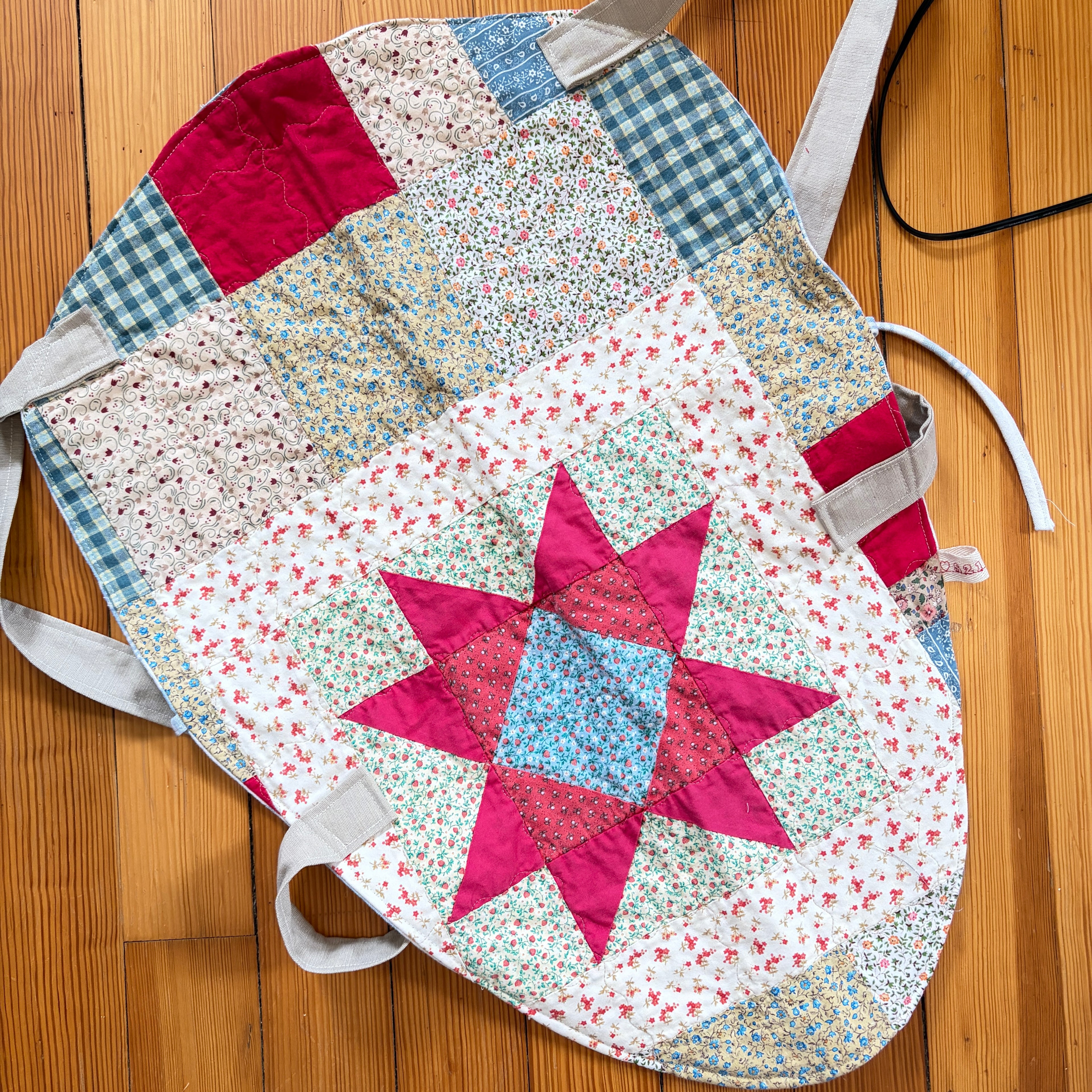 BAG SLING Quilted Star, Floral Bouquet Carrier, Market Sling