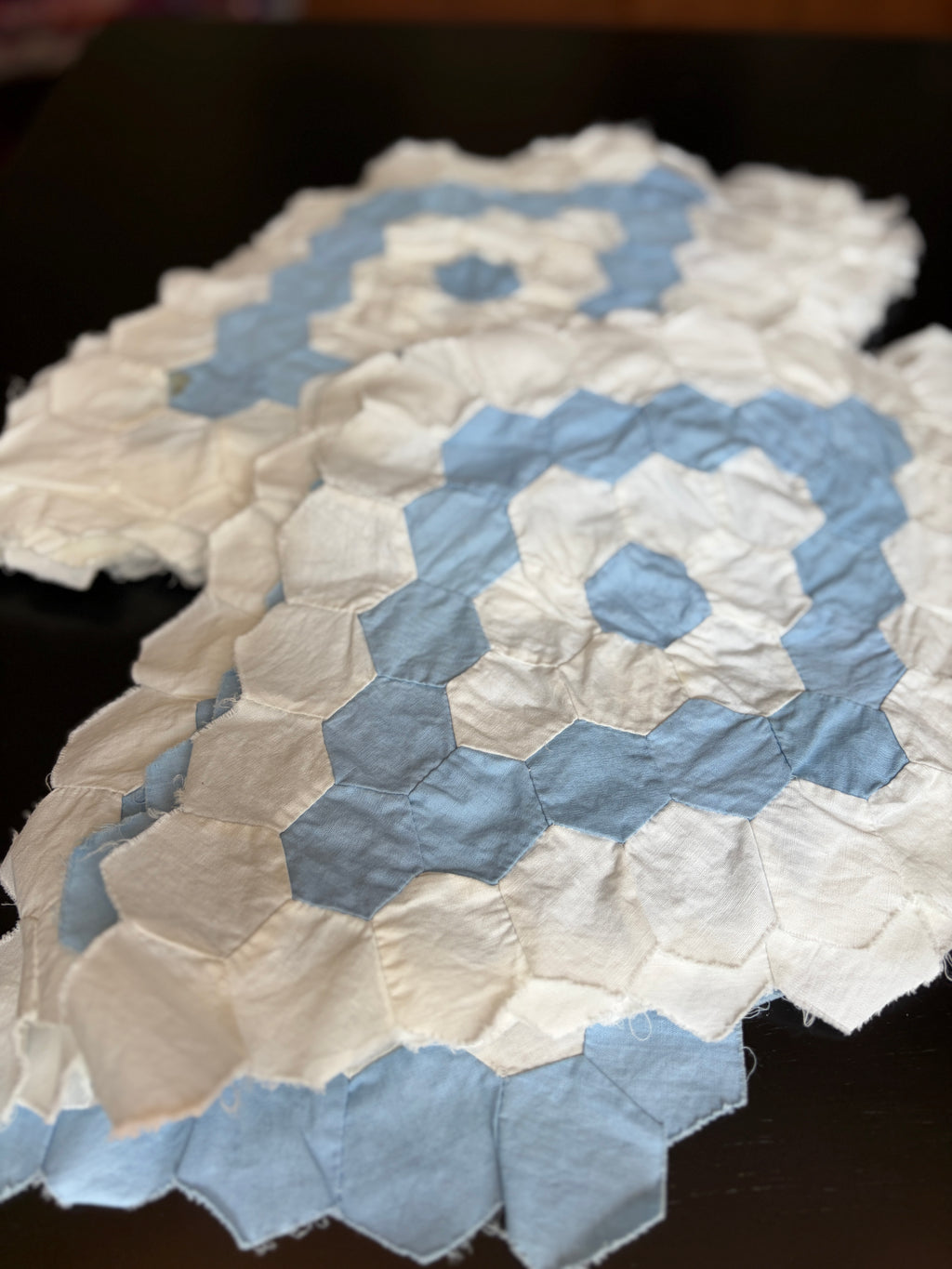 QUILT PIECES, Hand Pieced Blocks "Diamond Field"