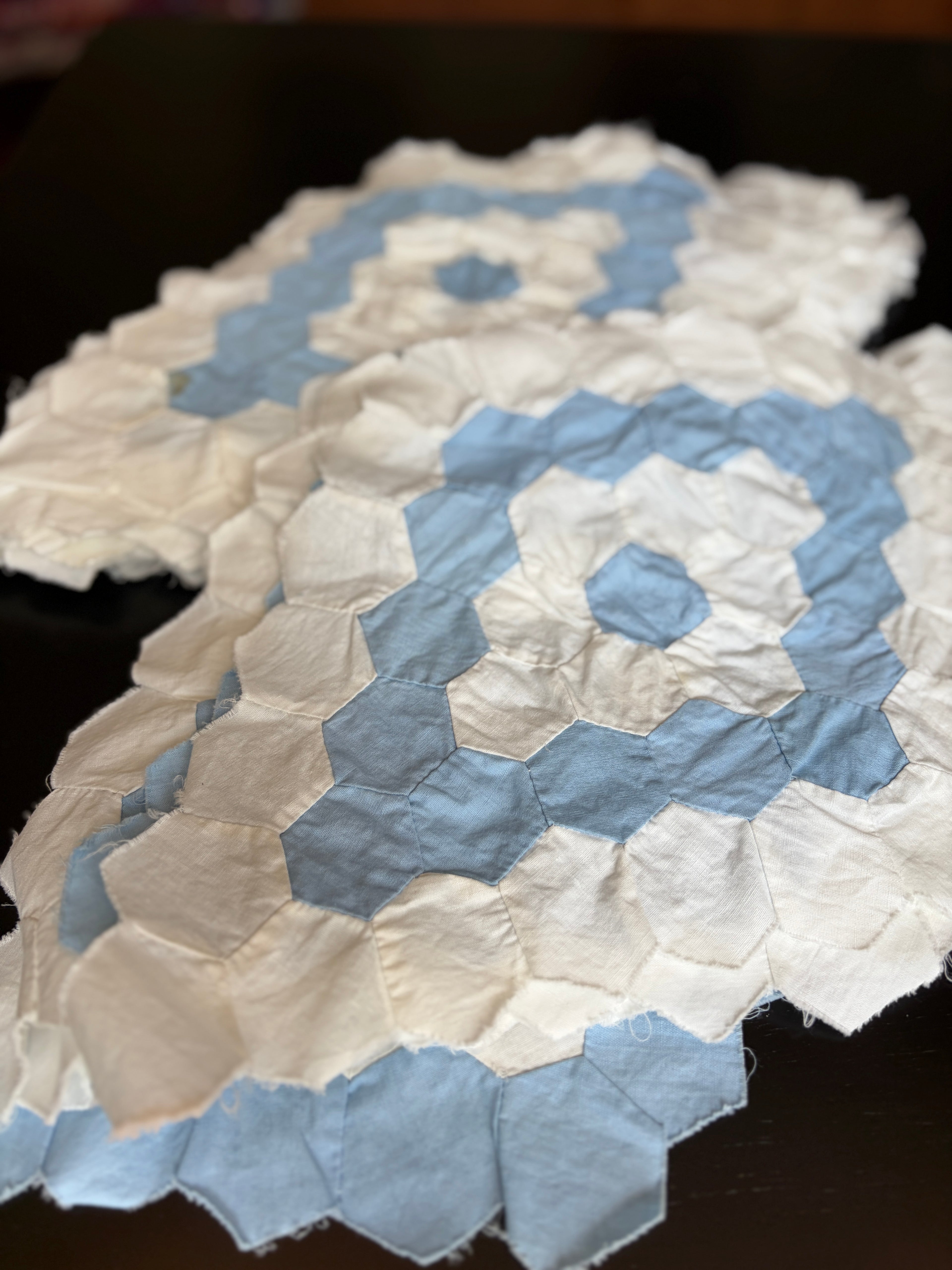 QUILT PIECES, Hand Pieced Blocks "Diamond Field"