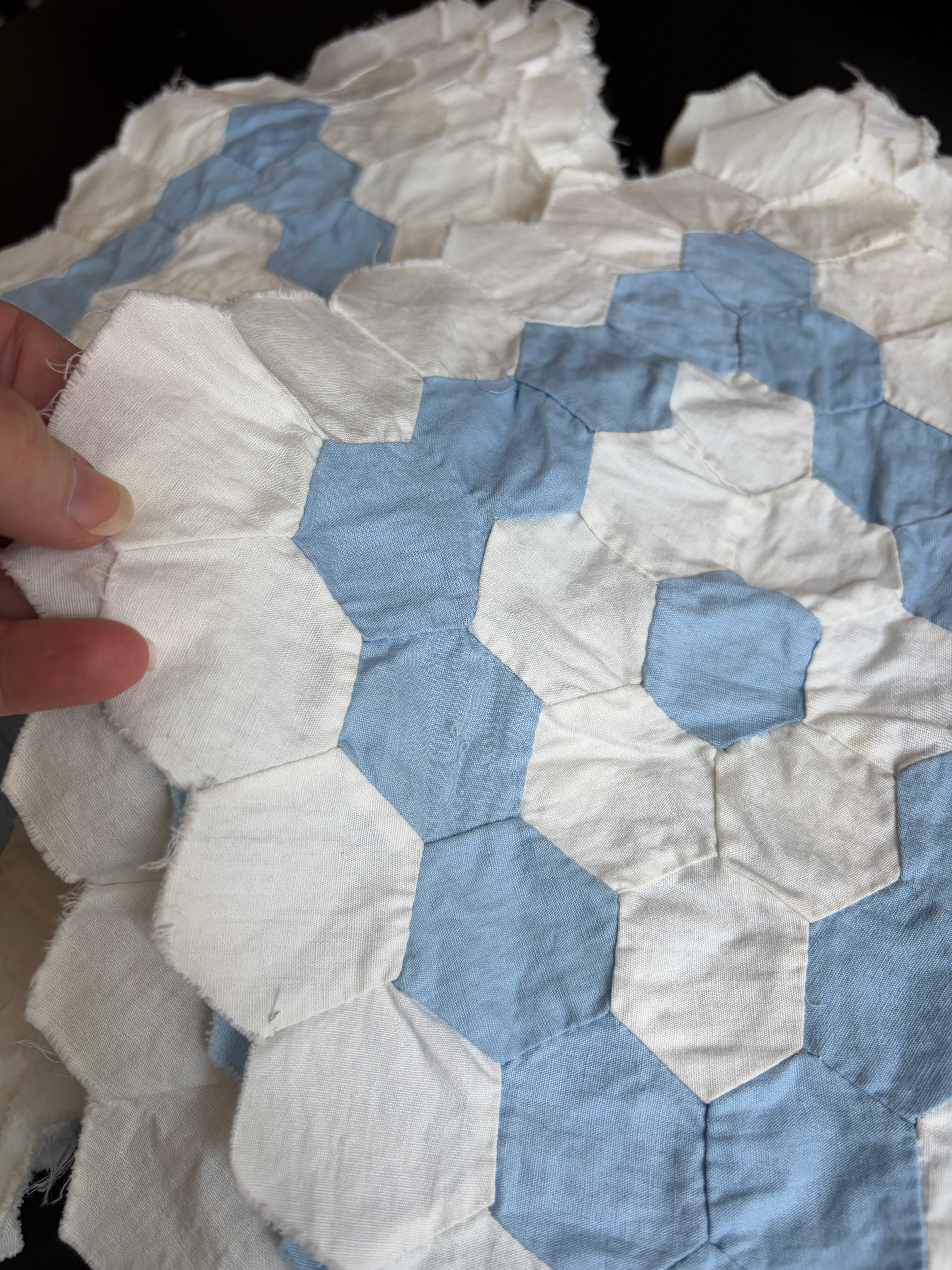 QUILT PIECES, Hand Pieced Blocks "Diamond Field"