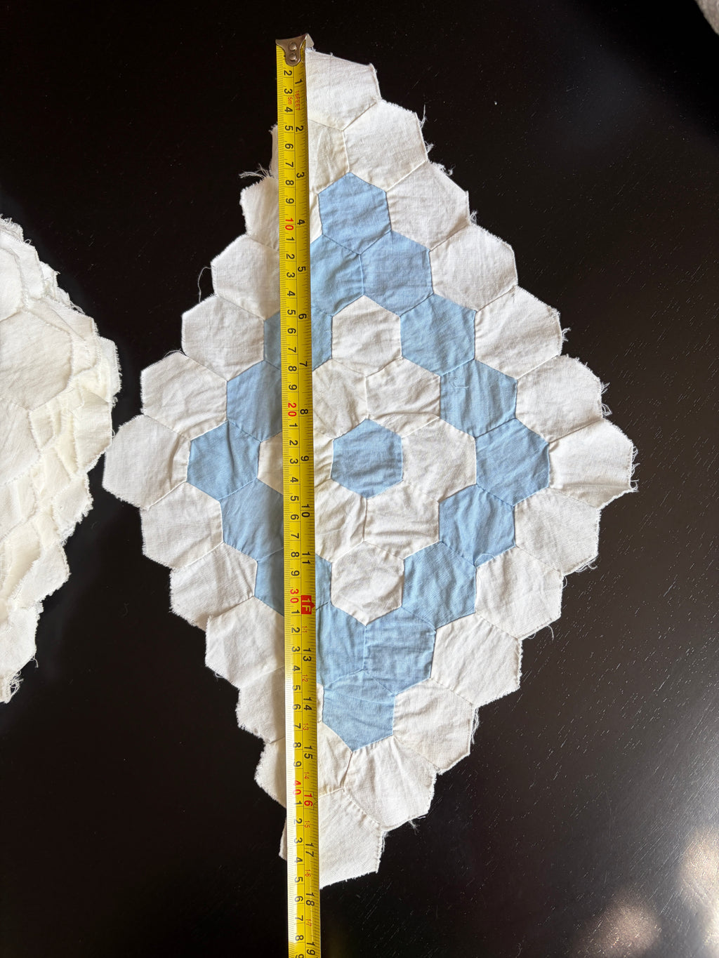 QUILT PIECES, Hand Pieced Blocks "Diamond Field"