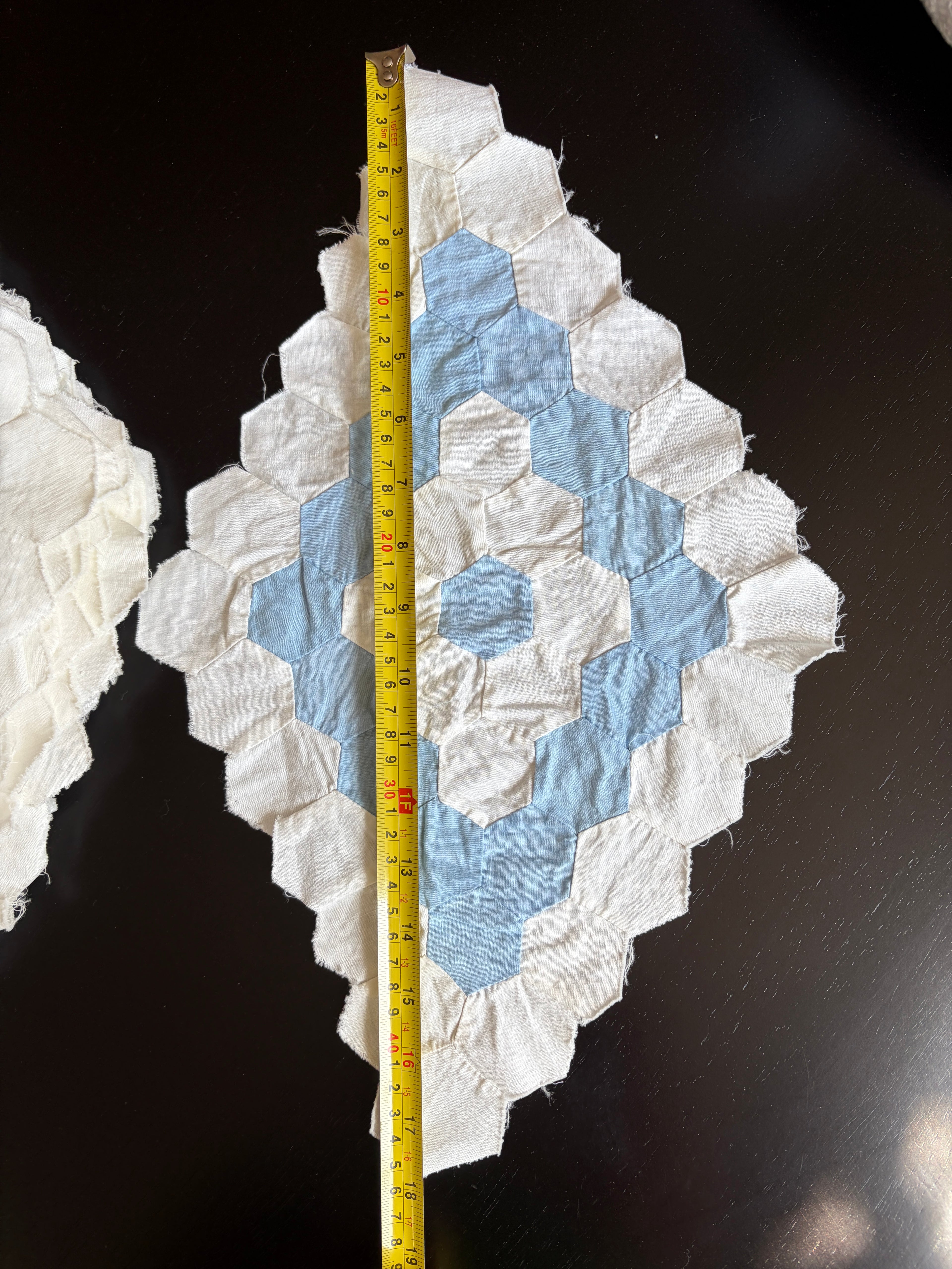 QUILT PIECES, Hand Pieced Blocks "Diamond Field"