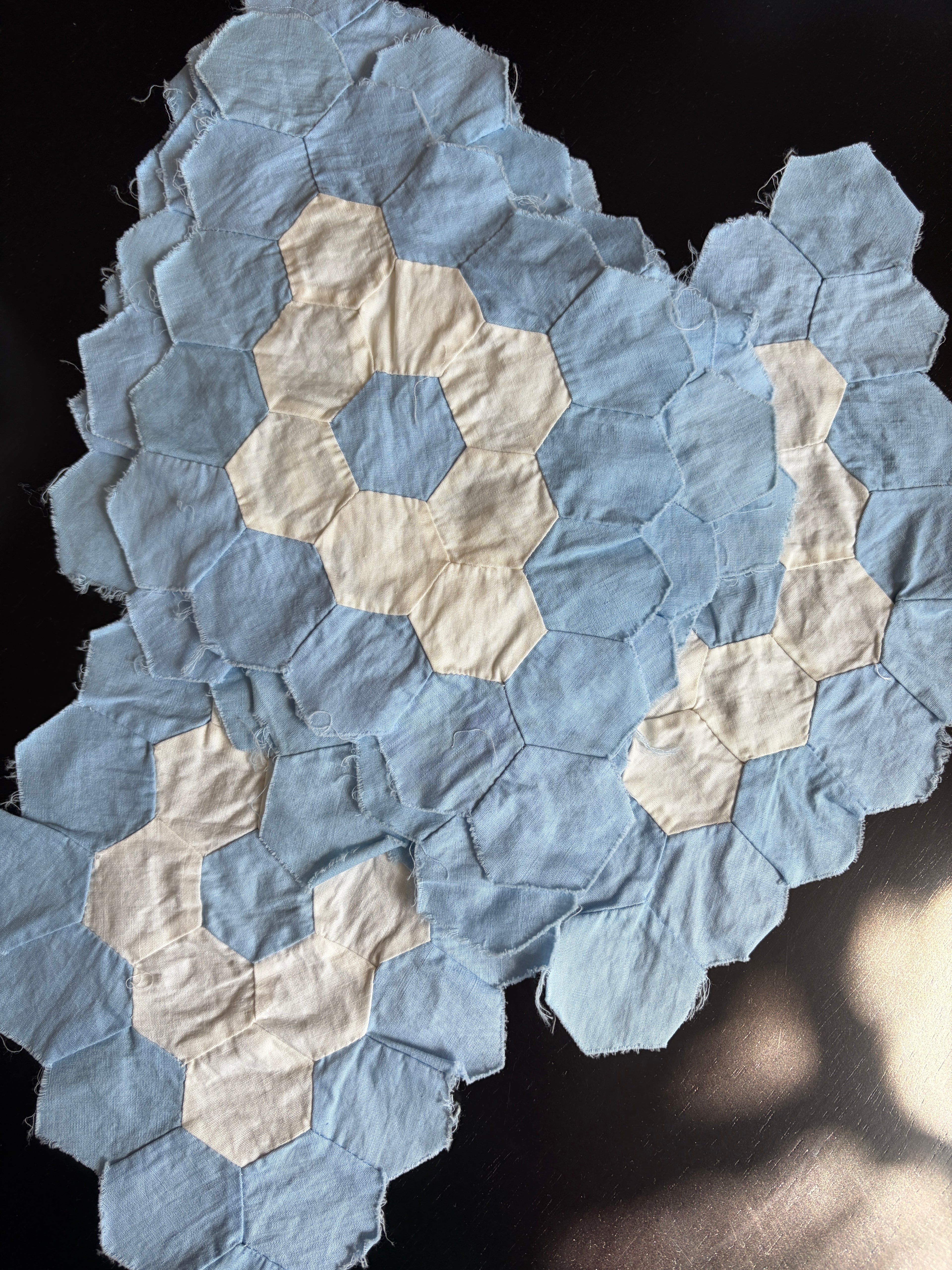 QUILT PIECES, Hand Pieced Blocks "Diamond Field"