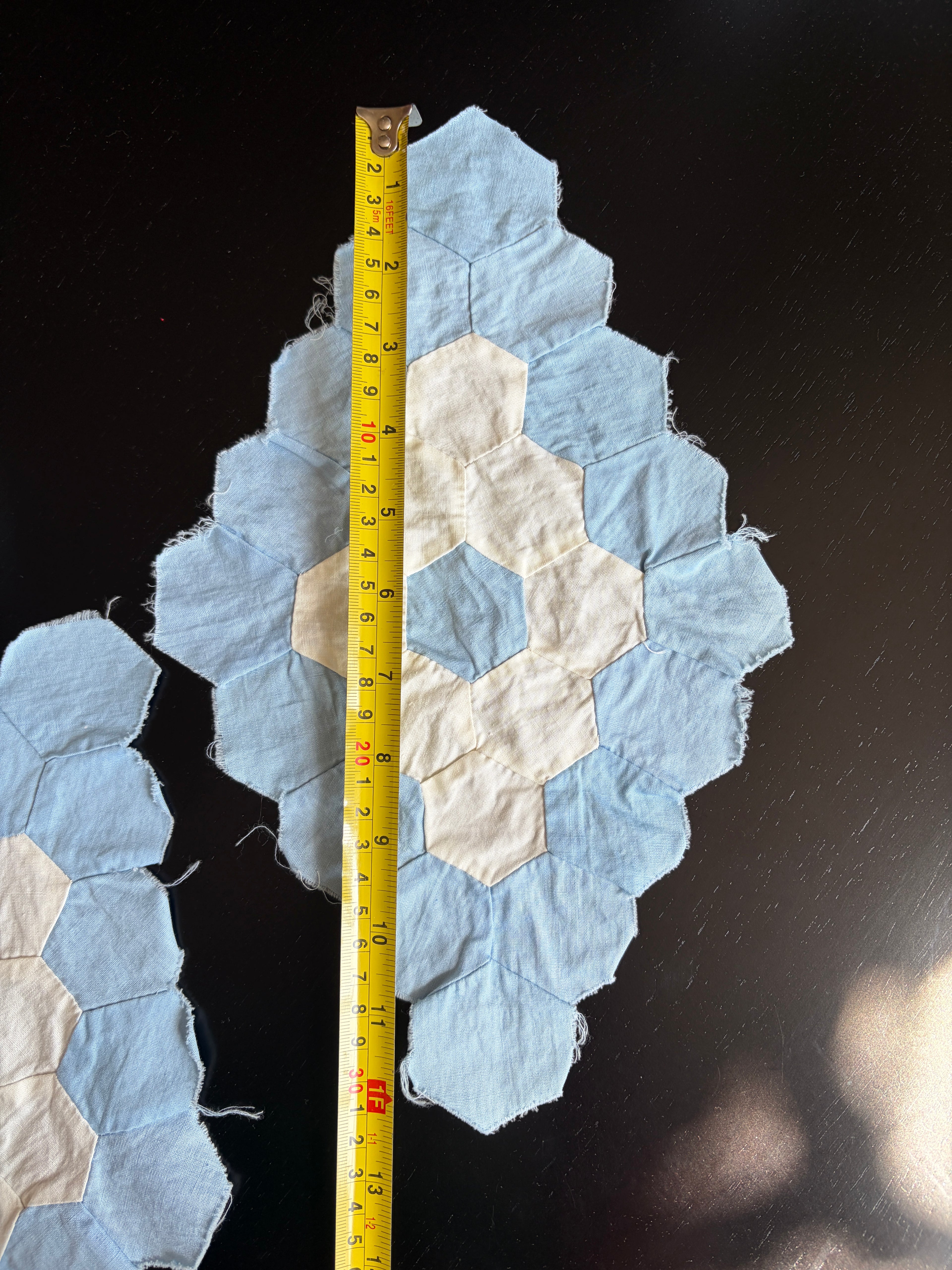 QUILT PIECES, Hand Pieced Blocks "Diamond Field"