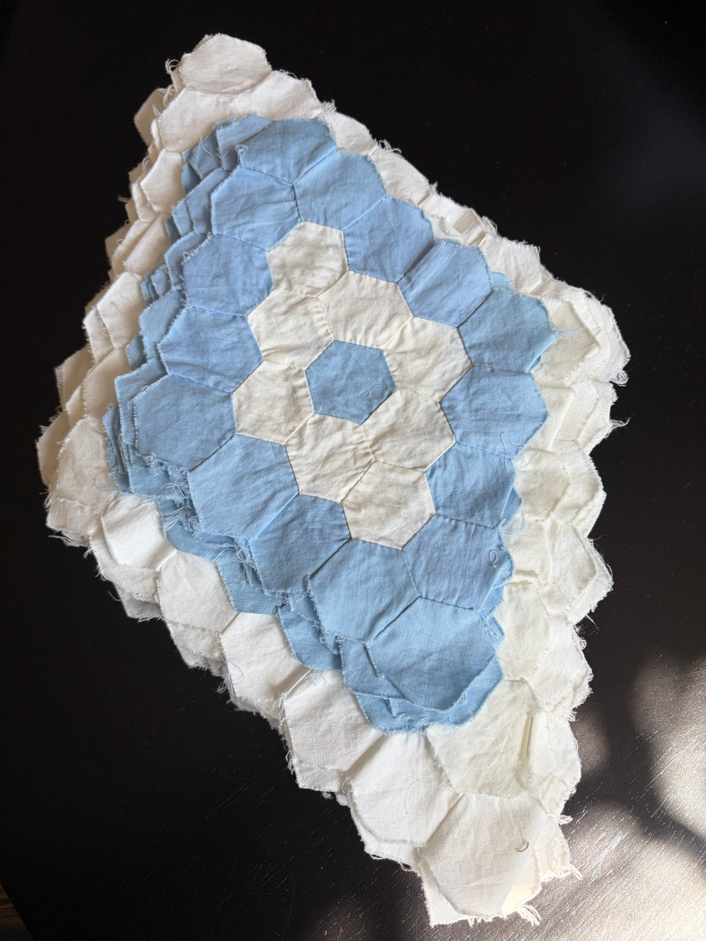 QUILT PIECES, Hand Pieced Blocks "Diamond Field"