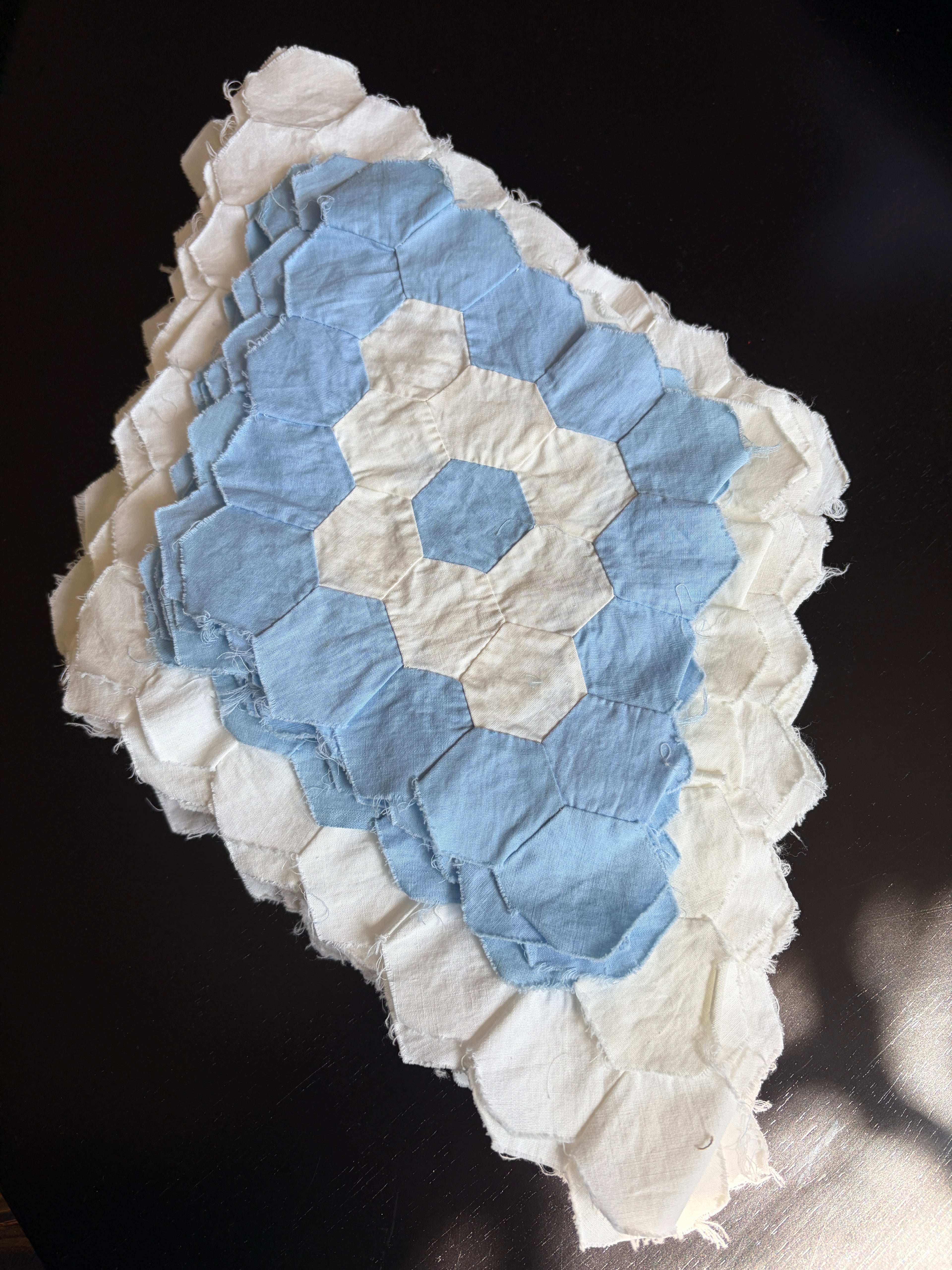 QUILT PIECES, Hand Pieced Blocks "Diamond Field"