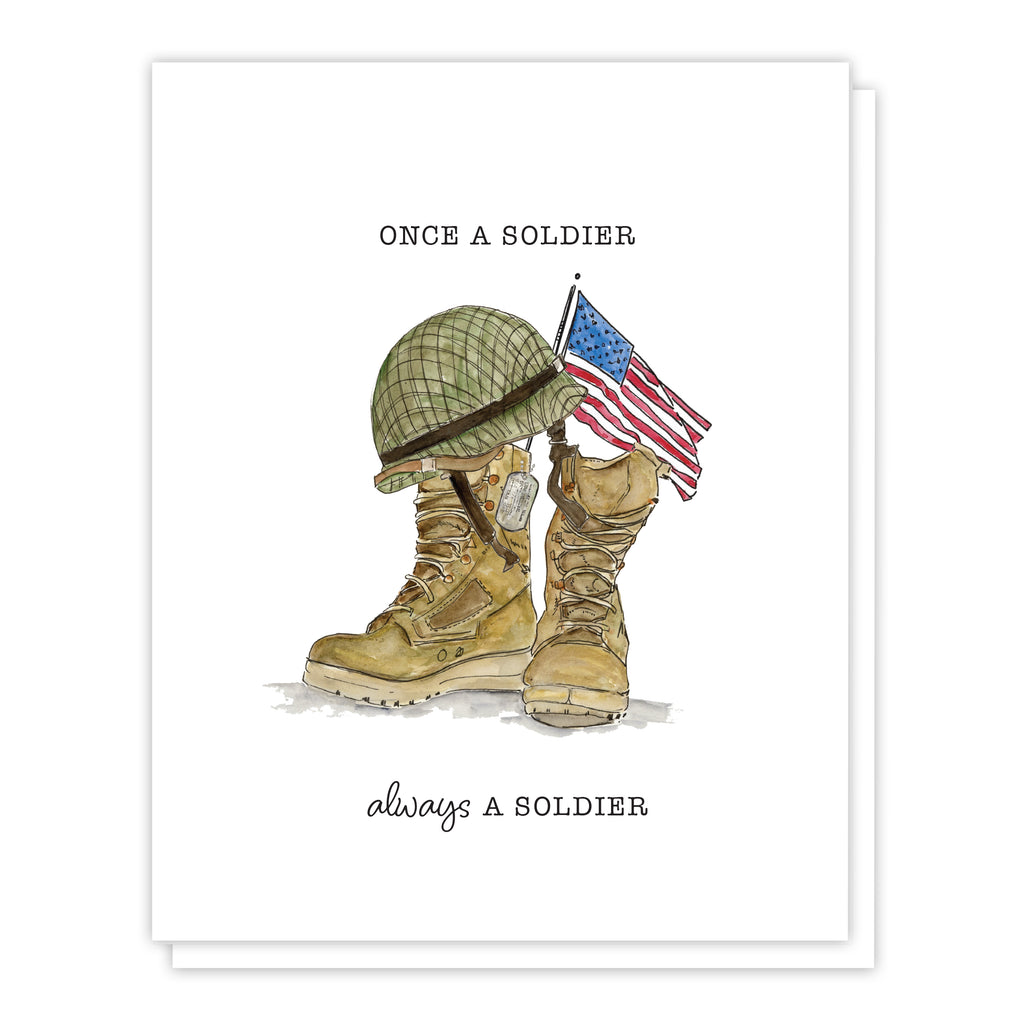 Military Recognition or Retirement Always a Soldier, Watercolor Greeting Card