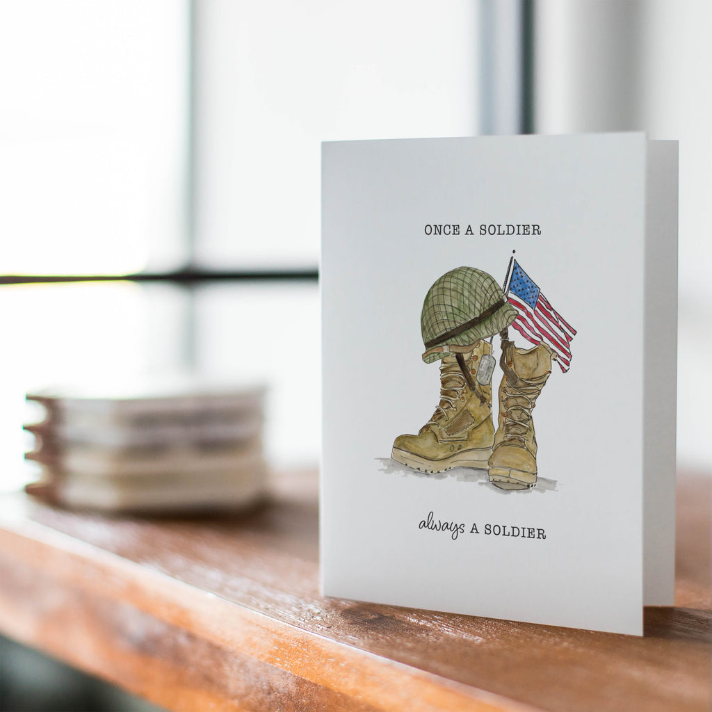 Military Recognition or Retirement Always a Soldier, Watercolor Greeting Card