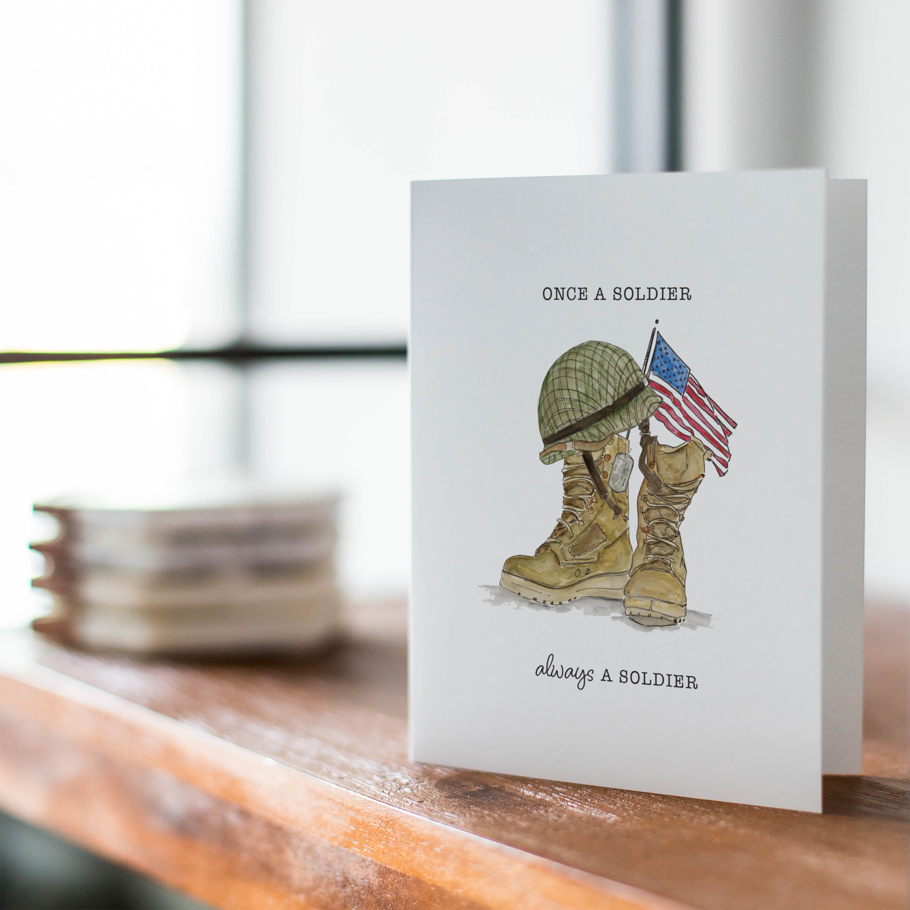Military Recognition or Retirement Always a Soldier, Watercolor Greeting Card
