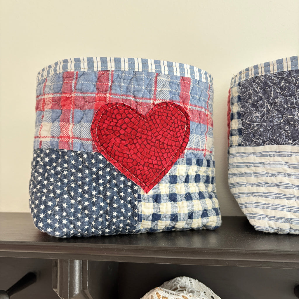BASKET 6 Americana Boxed Bottom Bucket Organizer, Fabric Storage Basket
