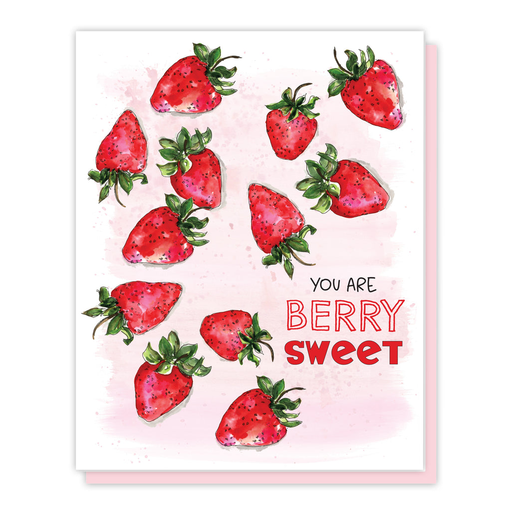 Summer Strawberries, "You Are Berry Sweet" Watercolor Greeting Card