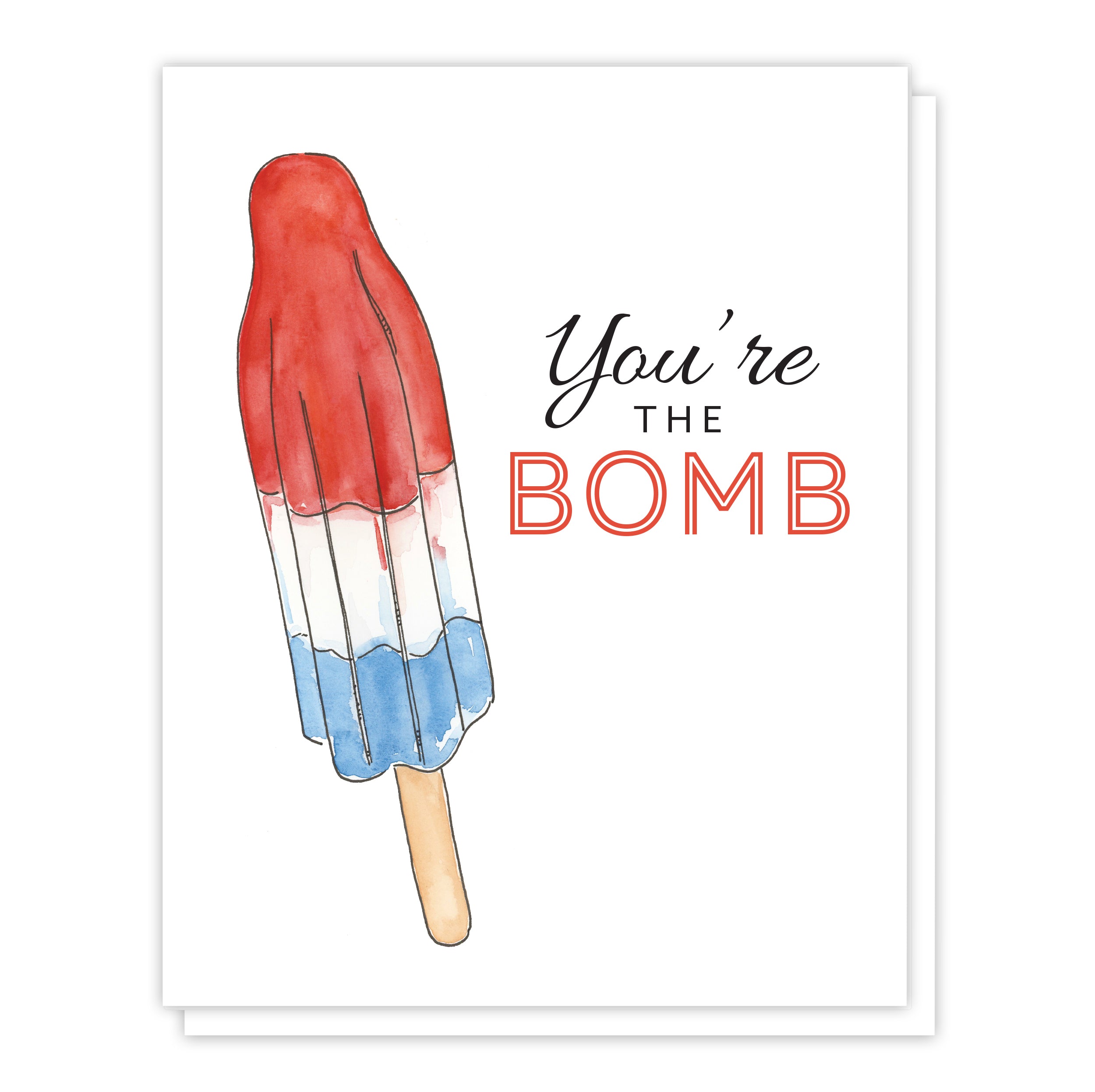 Summer Fun, Bomb Pop Summer Popsicle, You're the Bomb Watercolor Greeting Card