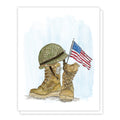 Military Boots and Flag Recognition, Deployment Homecoming Watercolor Greeting Card