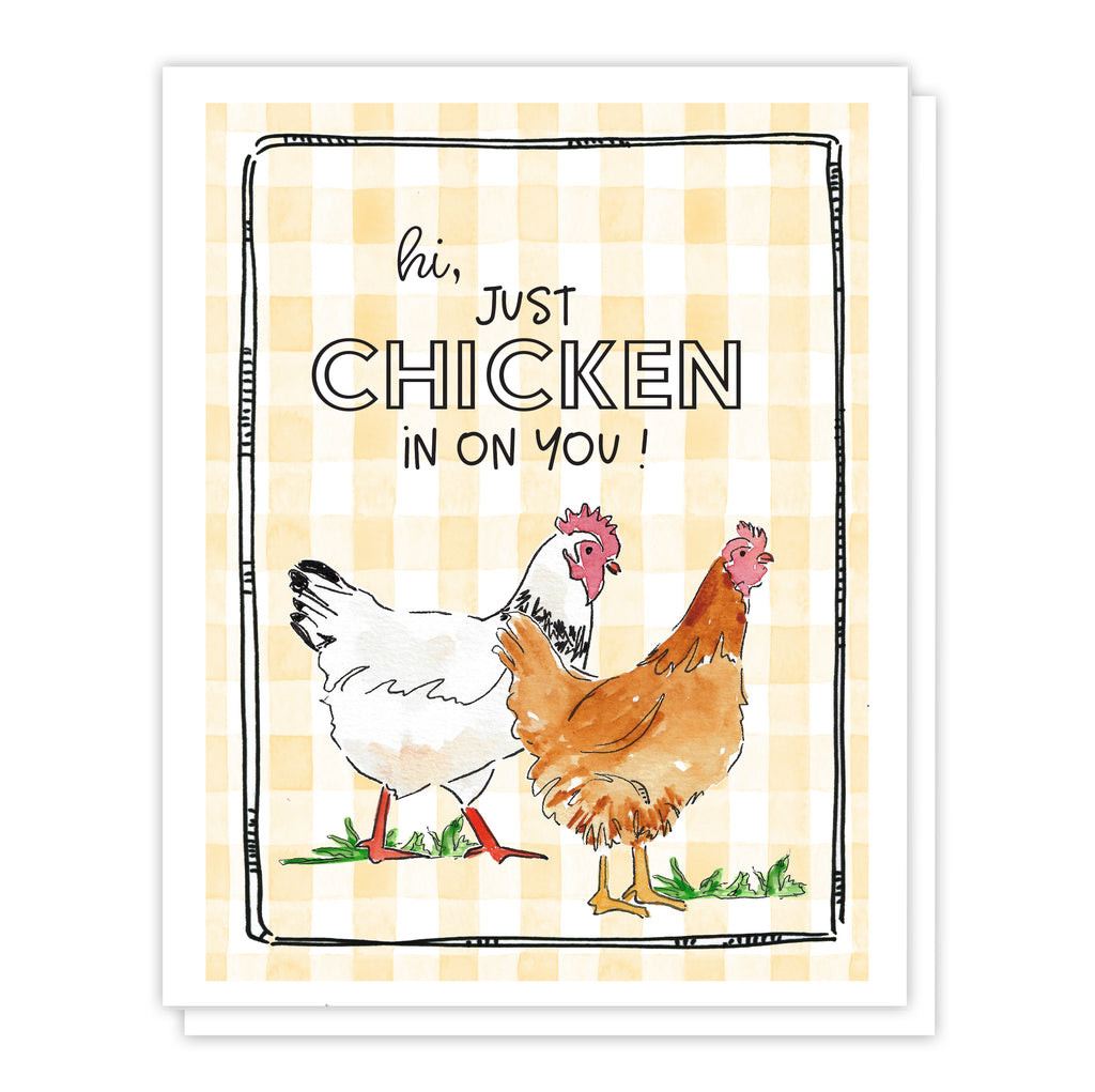 Farmhouse Chicken Lover, Homestead "Chicken in on You" Watercolor Greeting Card