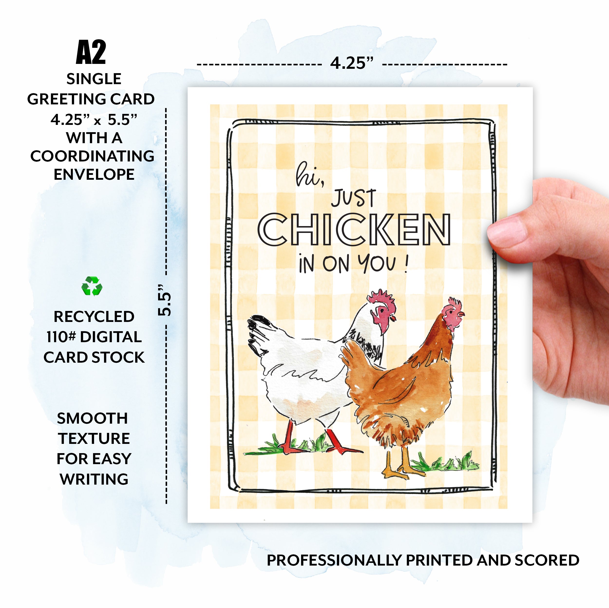 Farmhouse Chicken Lover, Homestead "Chicken in on You" Watercolor Greeting Card