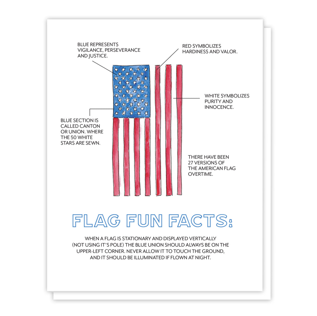 American Flag, Americana Flag Fun Facts, Watercolor Greeting Card