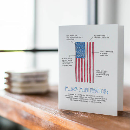 American Flag, Americana Flag Fun Facts, Watercolor Greeting Card