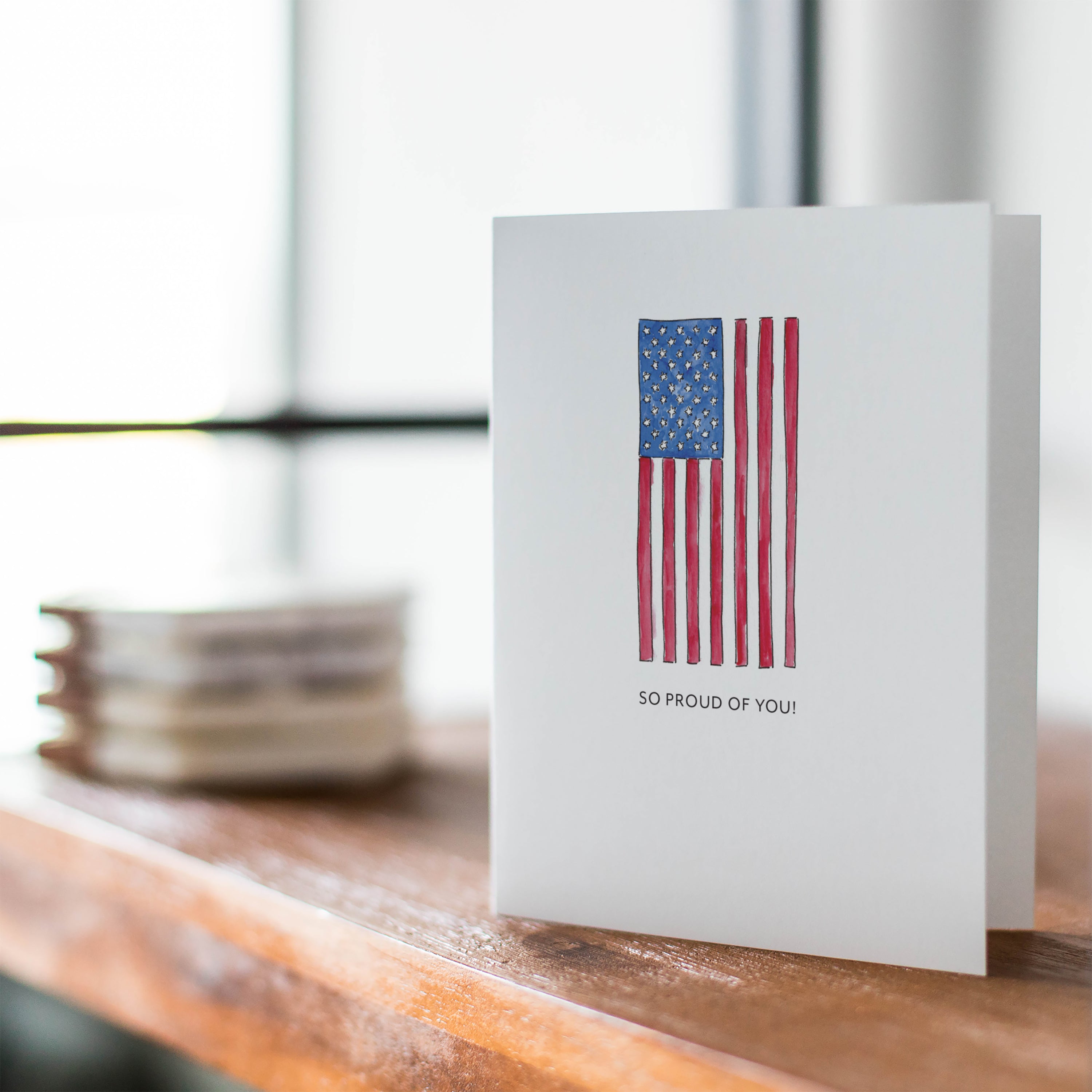 Flag, So Proud American Flag Recognition, Watercolor Greeting Card