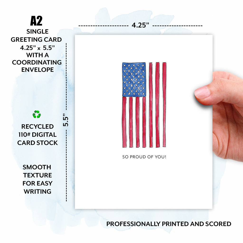 Flag, So Proud American Flag Recognition, Watercolor Greeting Card