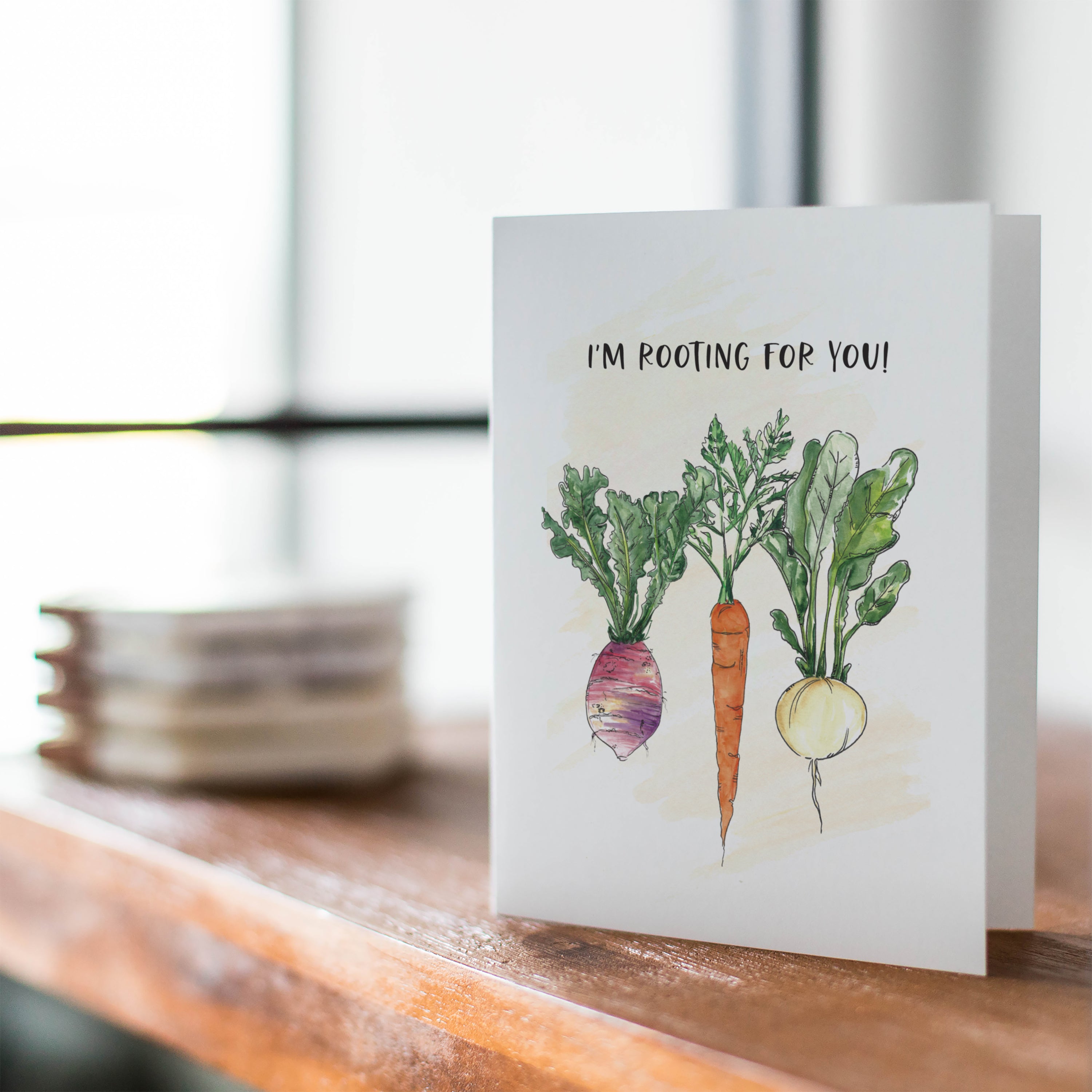 Garden Lover, I'm Rooting for You, Encouragement Watercolor Greeting Card