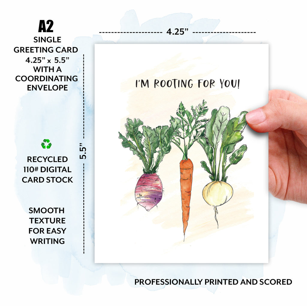 Garden Lover, I'm Rooting for You, Encouragement Watercolor Greeting Card